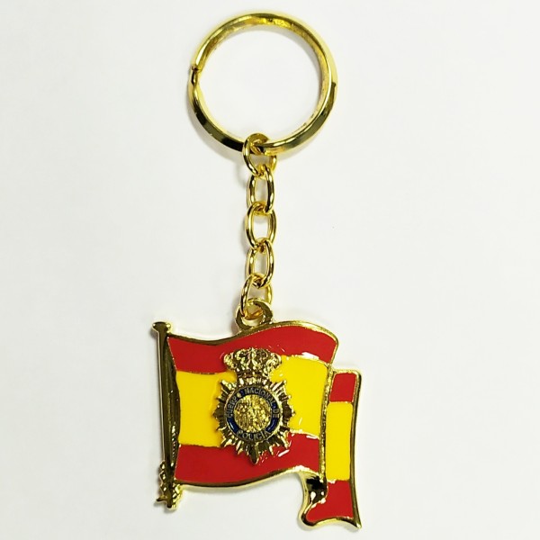 ¡¡OPORTUNIDAD!! LLAVERO BANDERA DE ESPAÑA CON ESCUDO DEL CNP