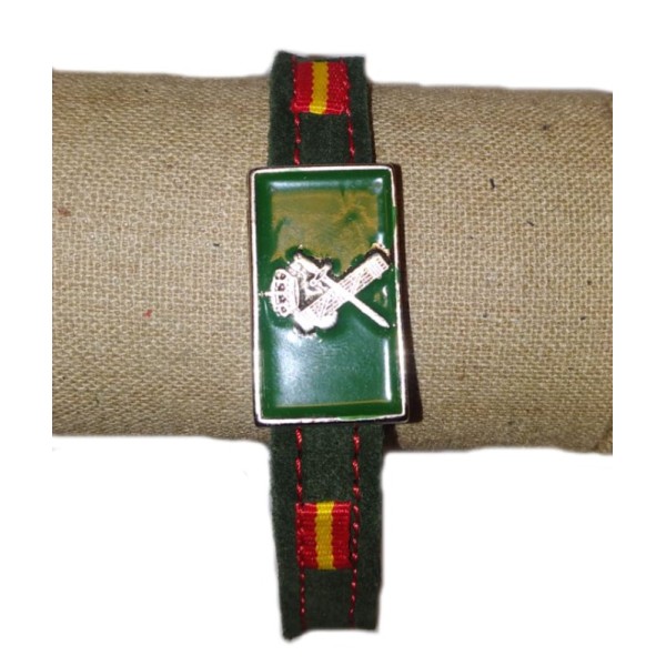 PULSERA VERDE ESCUDO GUARDIA CIVIL CON BANDERA