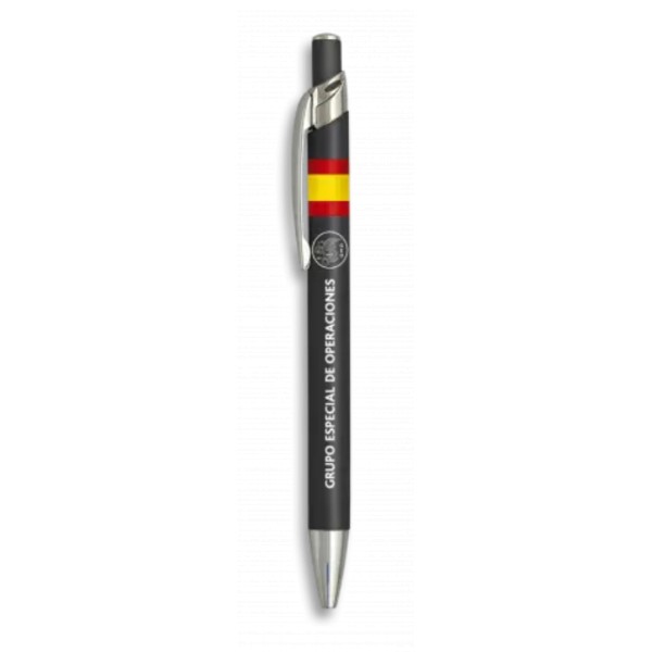 BOLIGRAFO ALUMINIO NEGRO GRUPO ESPECIAL DE OPERACIONES (GEO) BANDERA ESPAÑOLA