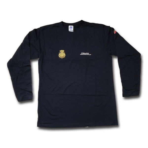 CAMISETA ADULTO ALGODON MANGA LARGA POLICIA NACIONAL AZUL MARINO