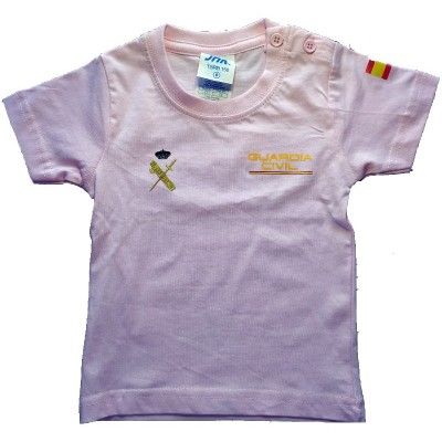 CAMISETA GUARDIA CIVIL DE ALGODON COLOR ROSA TALLA NIÑOS PERSONALIZADA