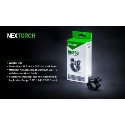 SOPORTE NEXTORCH RM25S CON RAIL PICATINNY PARA LINTERNAS
