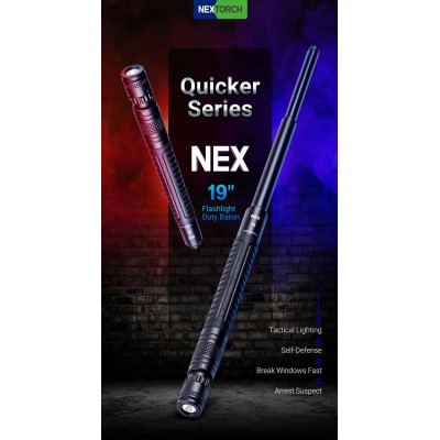 DEFENSA BASTON EXTENSIBLE NEUMATICO NEX N19L NEXTORCH CON LINTERNA 410 LM
