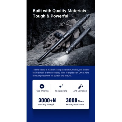DEFENSA BASTON EXTENSIBLE NEUMATICO NEX N19L NEXTORCH CON LINTERNA 410 LM