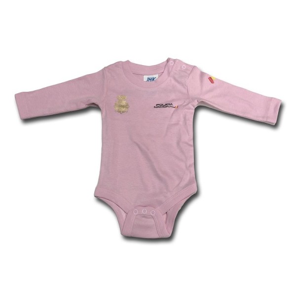 BODY BEBE MANGA LARGA POLICIA NACIONAL COLOR ROSA