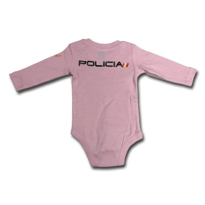 BODY BEBE MANGA LARGA POLICIA NACIONAL COLOR ROSA PERSONALIZADO