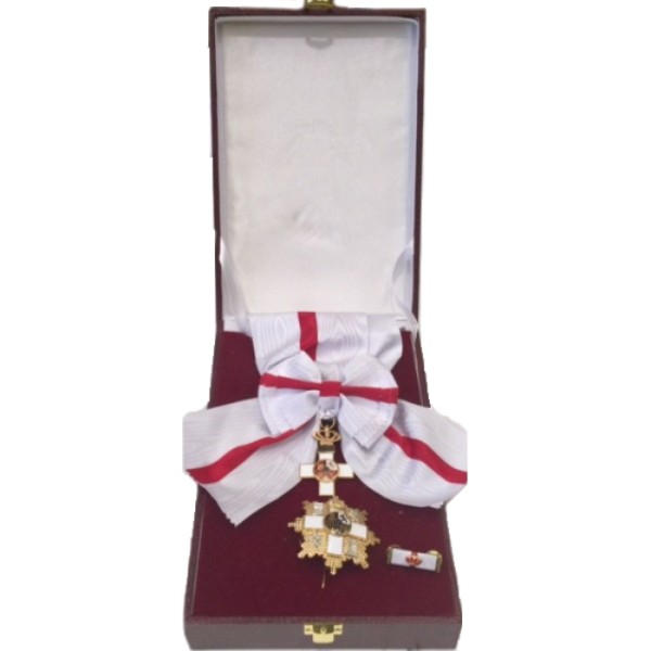 ESTUCHE GRAN CRUZ DEL MERITO MILITAR DISTINTIVO BLANCO CON BANDA - VENERA + PASADOR