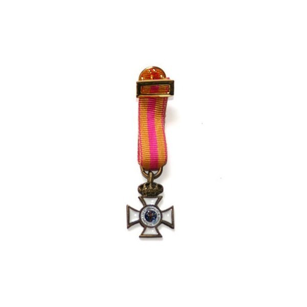 MEDALLA MINIATURA CRUZ DE BRONCE CONSTANCIA EN EL SERVICIO MILITAR/GUARDIA CIVIL XV AÑOS (15 AÑOS) ANTIGUEDAD