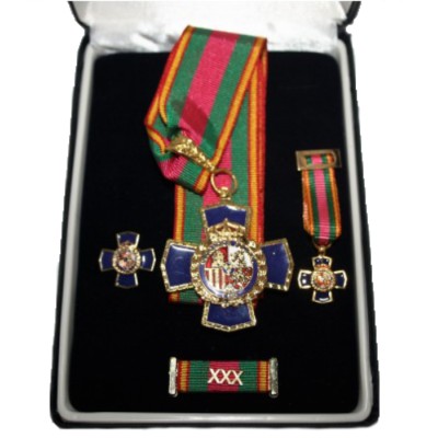 MEDALLA POLICIAL 30 AÑOS ENCOMIENDA + PASADOR + PIN + MEDALLA MINIATURA