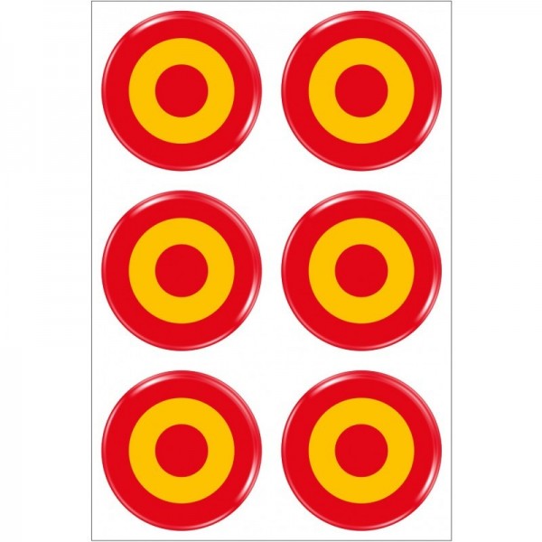 ¡¡OPORTUNIDAD!! PEGATINA RESINA ESPAÑA DIANAS 6 UNID 20 mm. ø