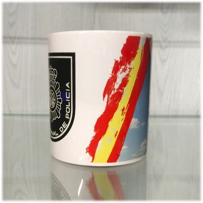 TAZA PERSONALIZADA POLICIA NACIONAL DELGADA LINEA AZUL