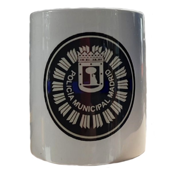 TAZA POLICIA MUNICIPAL MADRID DELGADA LINEA AZUL