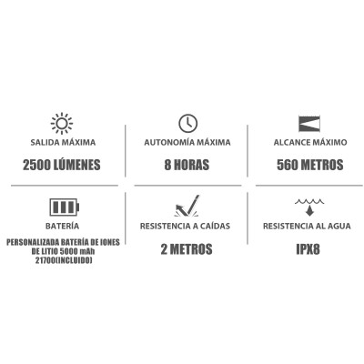 LINTERNA OLIGHT LED RECARGABLE WARRIOR X 3 2.500 LUMENES