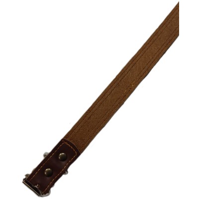COLLAR DE PERRO CUERO MARRON CHOCOLATE  CON BANDERA ESPAÑA 46 x 2,43cm