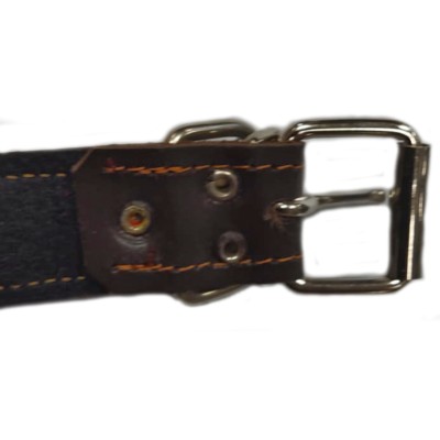 COLLAR DE PERRO CUERO MARRON CON BANDERA ESPAÑA