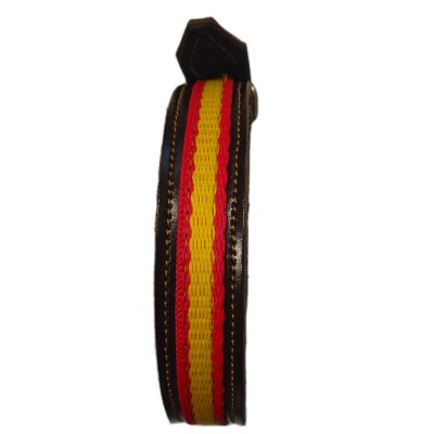 COLLAR DE PERRO CUERO MARRON CON BANDERA ESPAÑA