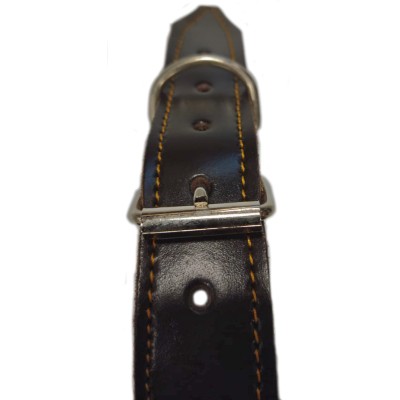 COLLAR DE PERRO CUERO MARRON CON BANDERA ESPAÑA