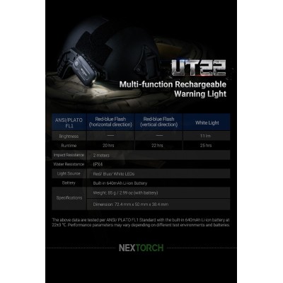 LINTERNA LED/STROBO VELCRO MOLLE RECARGABLE NEXTORCH UT22