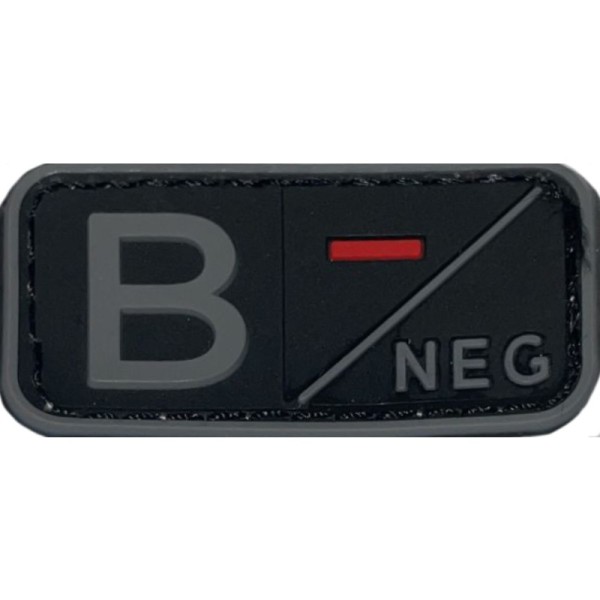 PARCHE GRUPO SANGUINEO B- (GRIS/NEGRO)