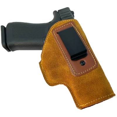 FUNDA INTERIOR PIEL SERRAJE MARRON CON PINZA PARA GLOCK 43 / 43X IRON