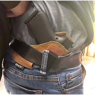 FUNDA INTERIOR PIEL SERRAJE MARRON CON PINZA PARA GLOCK 43 / 43X IRON