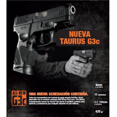 PISTOLA TAURUS G3C NEGRA 9MM PB