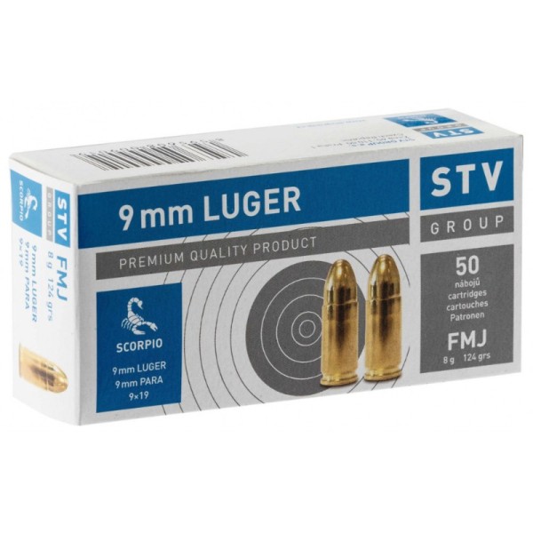 MUNICION METALICA STV ESCORPIO 9MM - 124 GRS - FMJ (BLINDADA)