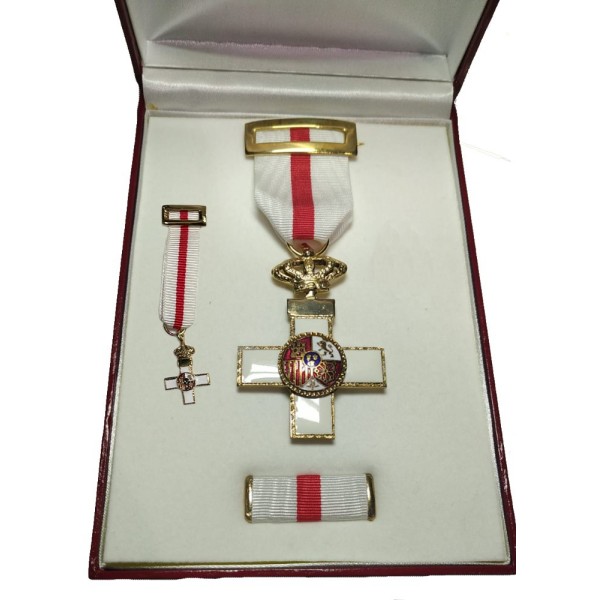 ESTUCHE COMPLETO MEDALLA CRUZ AL MERITO MILITAR DISTINTIVO BLANCO