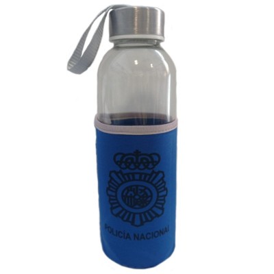 BOTELLA / BIDON DE CRISTAL 500ML POLICIA NACIONAL AZUL