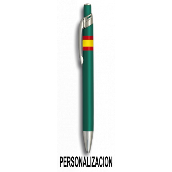 BOLIGRAFO ALUMINIO VERDE BANDERA ESPAÑA PARA PERSONALIZAR