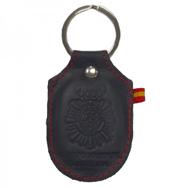LLAVERO CUERO OSCURO POLICIA NACIONAL Y BANDERA