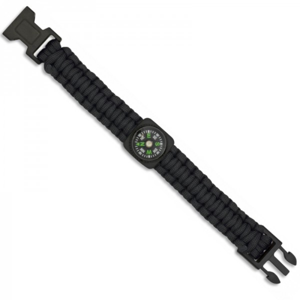 PULSERA PARACORD NEGRO CON BRUJULA