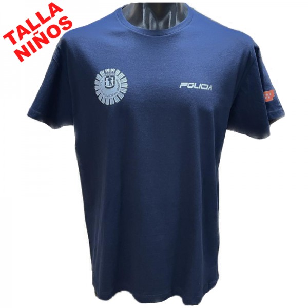 CAMISETA ALGODON POLICIA MUNICIPAL MADRID AZUL MARINO NIÑOS