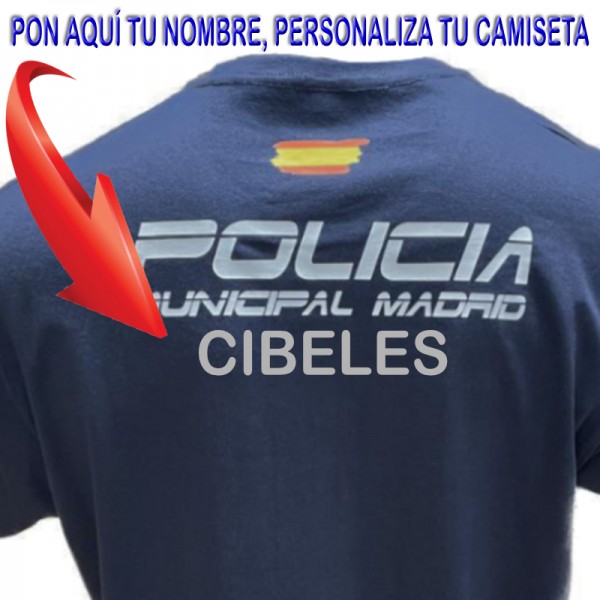 CAMISETA ALGODON POLICIA MUNICIPAL MADRID AZUL MARINO NIÑOS PERSONALIZADA
