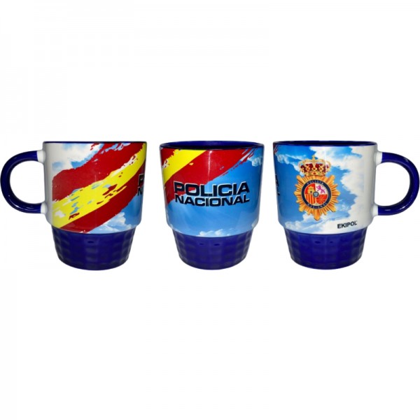 TAZA AZUL DE CERAMICA POLICIA NACIONAL