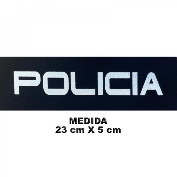 PARCHE / ROTULO REFLECTANTE CON VELCRO POLICIA 23 X 5 CM