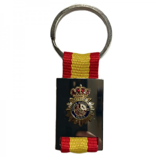LLAVERO ACERO BANDERA ESPAÑA POLICIA NACIONAL