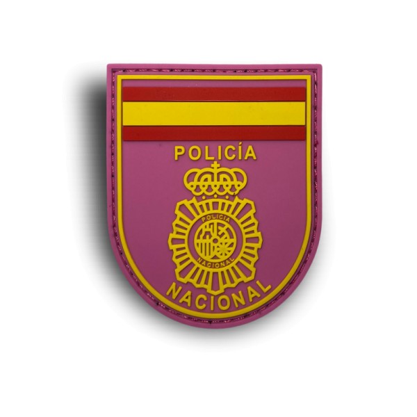 PARCHE PVC POLICIA NACIONAL ROSA 8,5 x 7 cm.