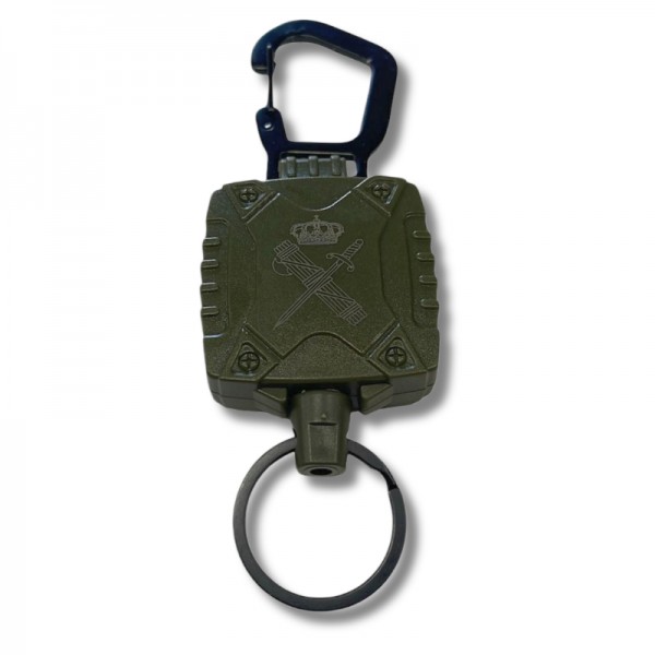 LLAVERO EXTENSIBLE CON MOSQUETÓN METÁLICO GUARDIA CIVIL VERDE