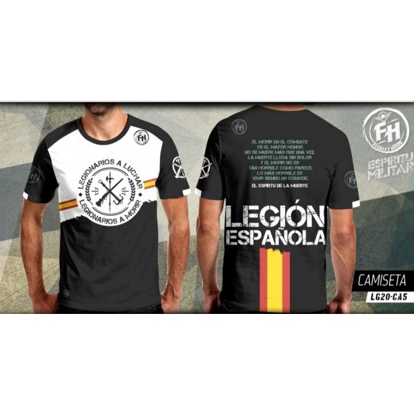 ¡LIQUIDACION! CAMISETA FH TECNICA LEGIONARIOS A LUCHAR LEGIONARIOS A MORIR BLANCO/NEGRO