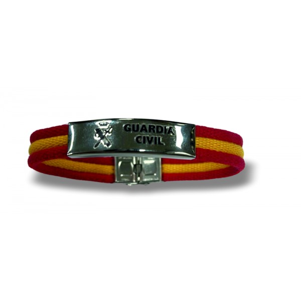 PULSERA GUARDIA CIVIL CON BANDERA DE ESPAÑA Y PLACA METÁLICA