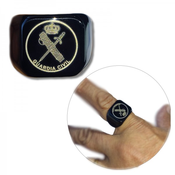 ANILLO GUARDIA CIVIL ACERO NEGRO