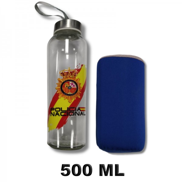 BOTELLA DE CRISTAL/VIDRIO POLICIA NACIONAL 500 ML