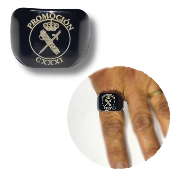 ANILLO PROMOCION 131 GUARDIA CIVIL ACERO NEGRO