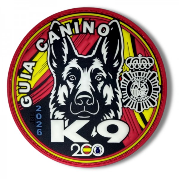 PARCHE GOMA GUIA CANINO K9  DE POLICIA NACIONAL 8 cm.