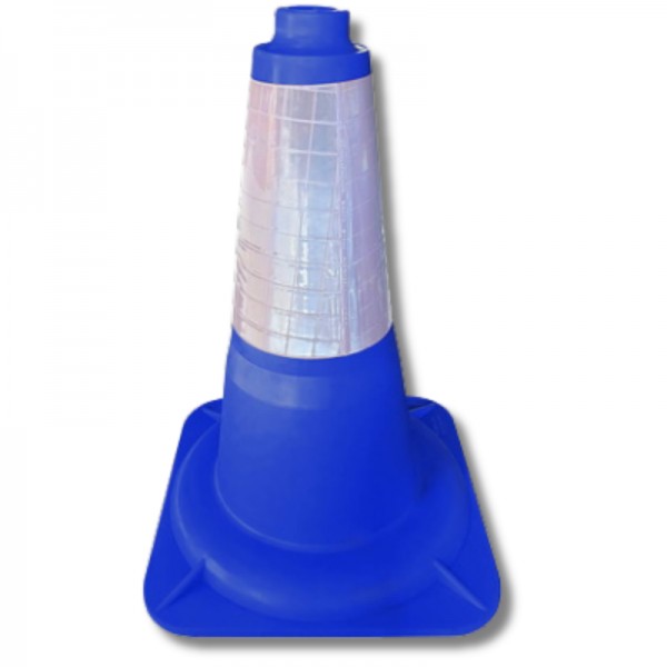 CONO AZUL 45CM PVC FLEXIBLE 1 BANDA REFLEX 20CM