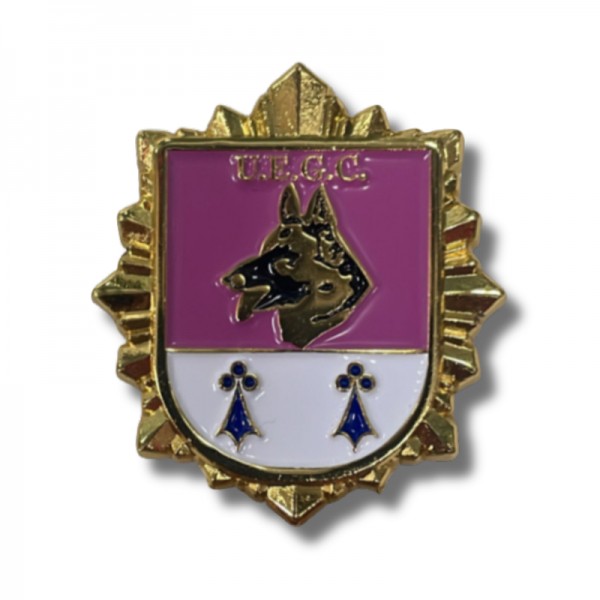 DISTINTIVO METALICO PERMANENCIA OFICIAL  UNIDAD ESPECIAL DE GUIAS CANINOS POLICIA NACIONAL 4 cm x 3,6 cm