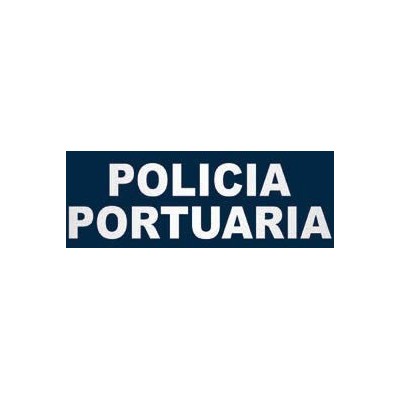 CARTEL AMARILLO FLUOR  POLICIA PORTUARIA (11X3,2CM)