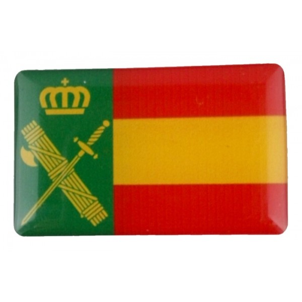 ¡¡OPORTUNIDAD!! PEGATINA ESCUDO GUARDIA CIVIL Y BANDERA DE ESPAÑA SILICONADA RECTANGULO 42 X 26 mm